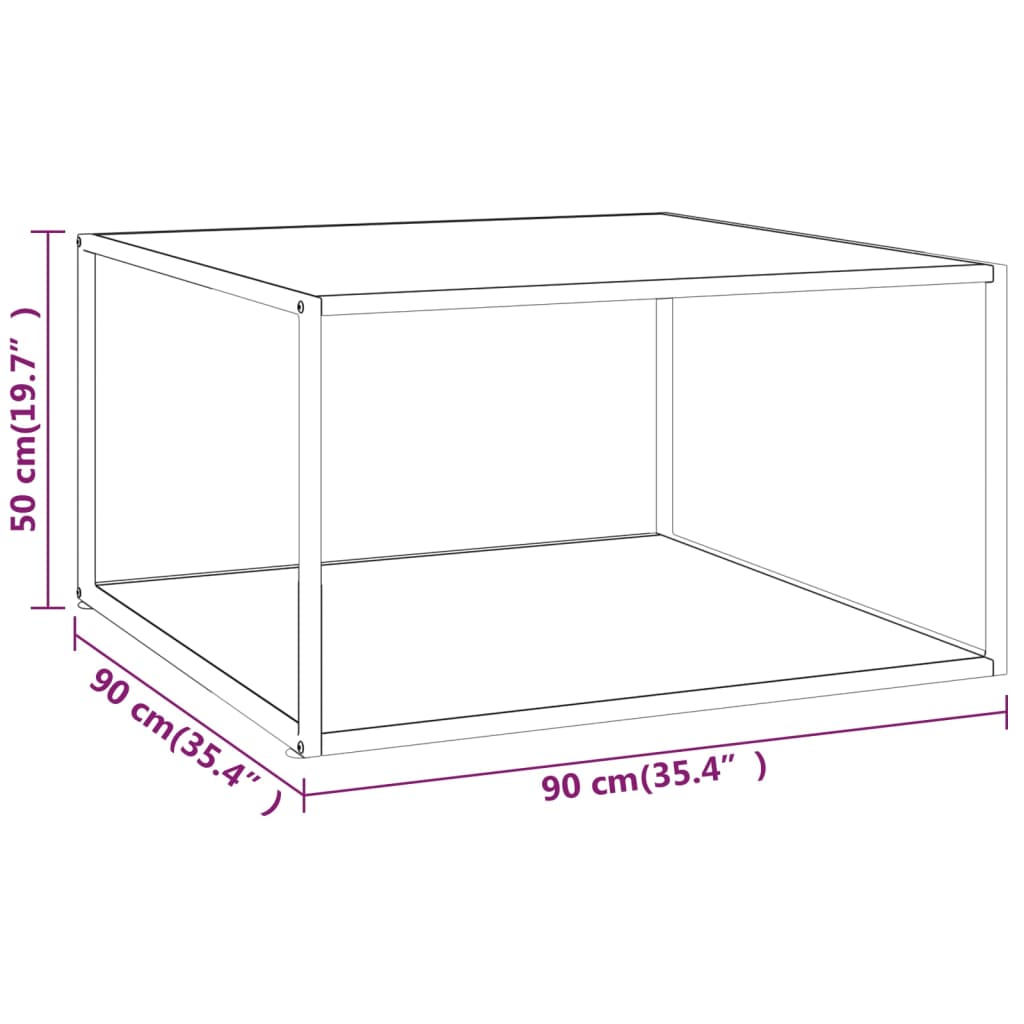 Salontafel met gehard glas 100x50x35 cm