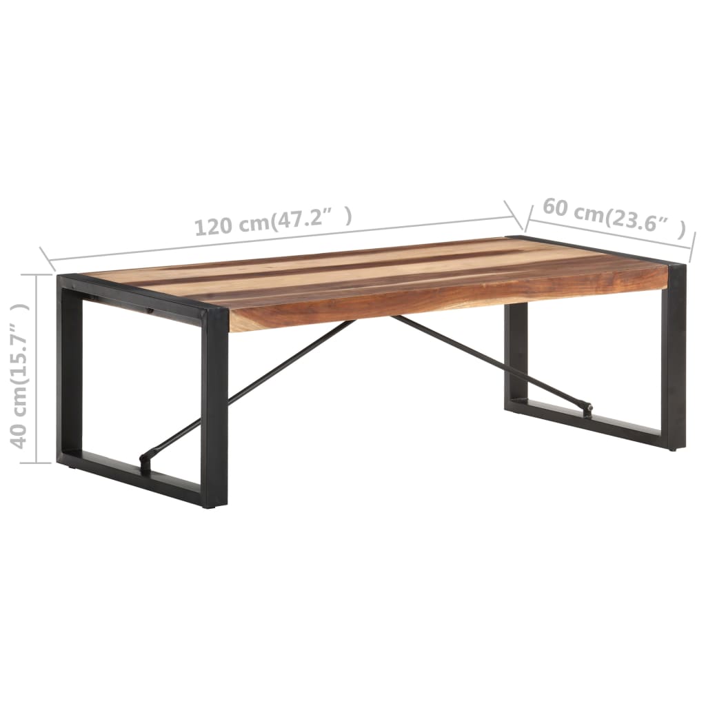 Table basse 120x60x40 cm en bois massif finition sheesham