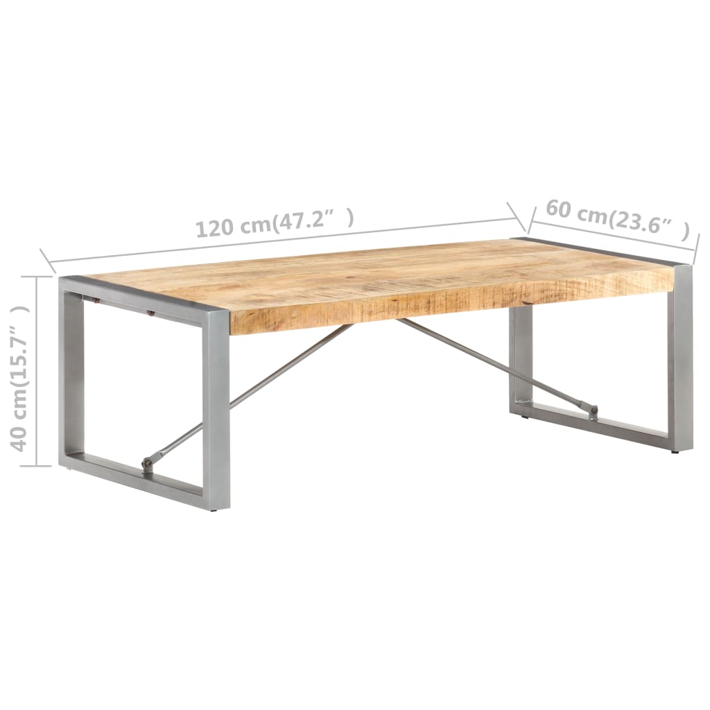 Table basse 120x60x40 cm en bois massif finition sheesham