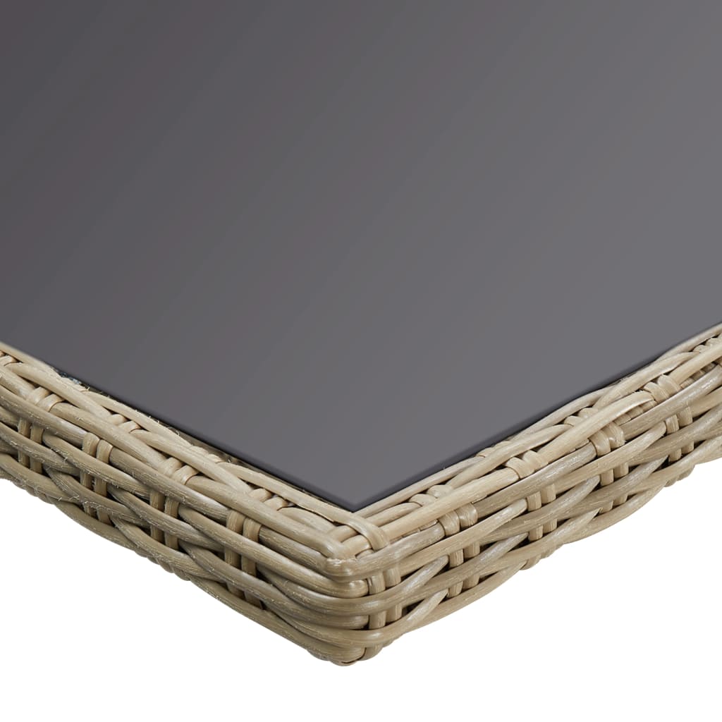 Tuintafel 200x100x74 cm glas poly rattan