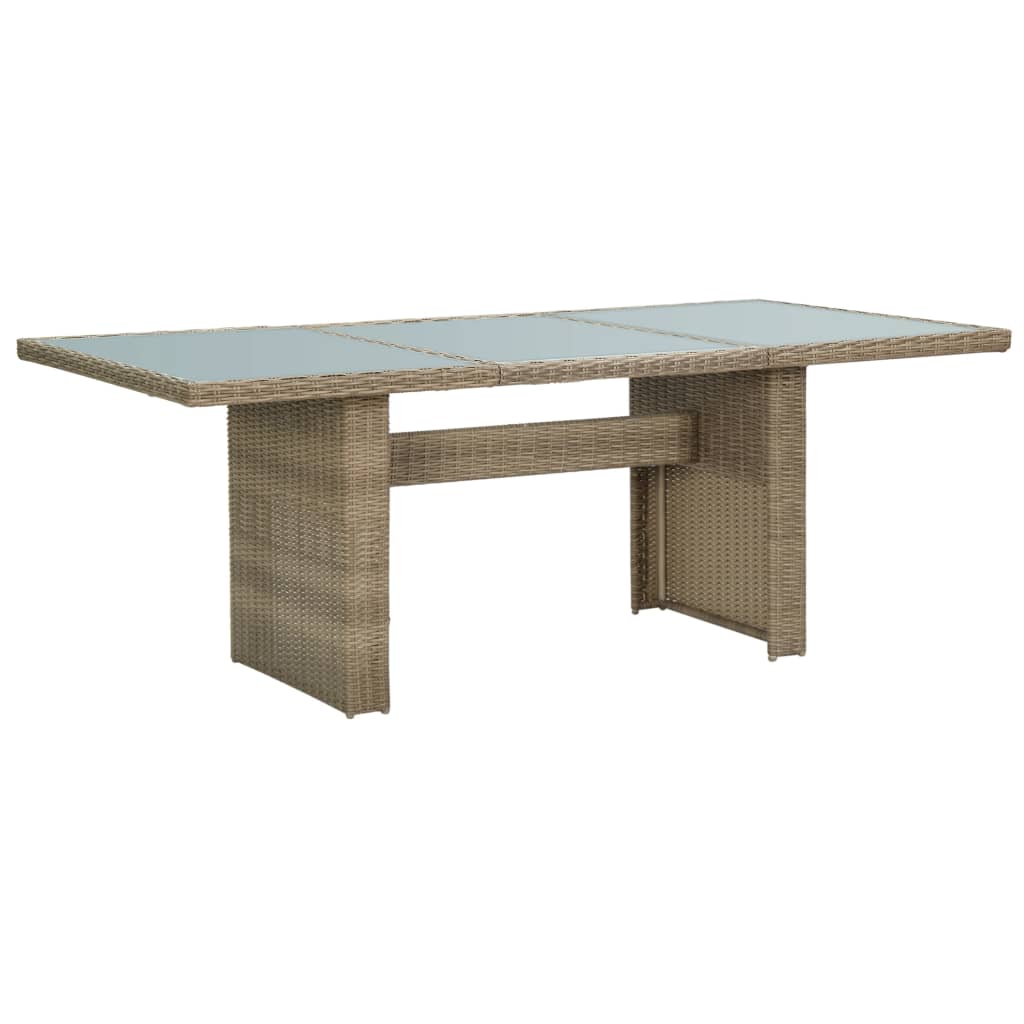 Table de jardin 200x100x74 cm verre poly rotin