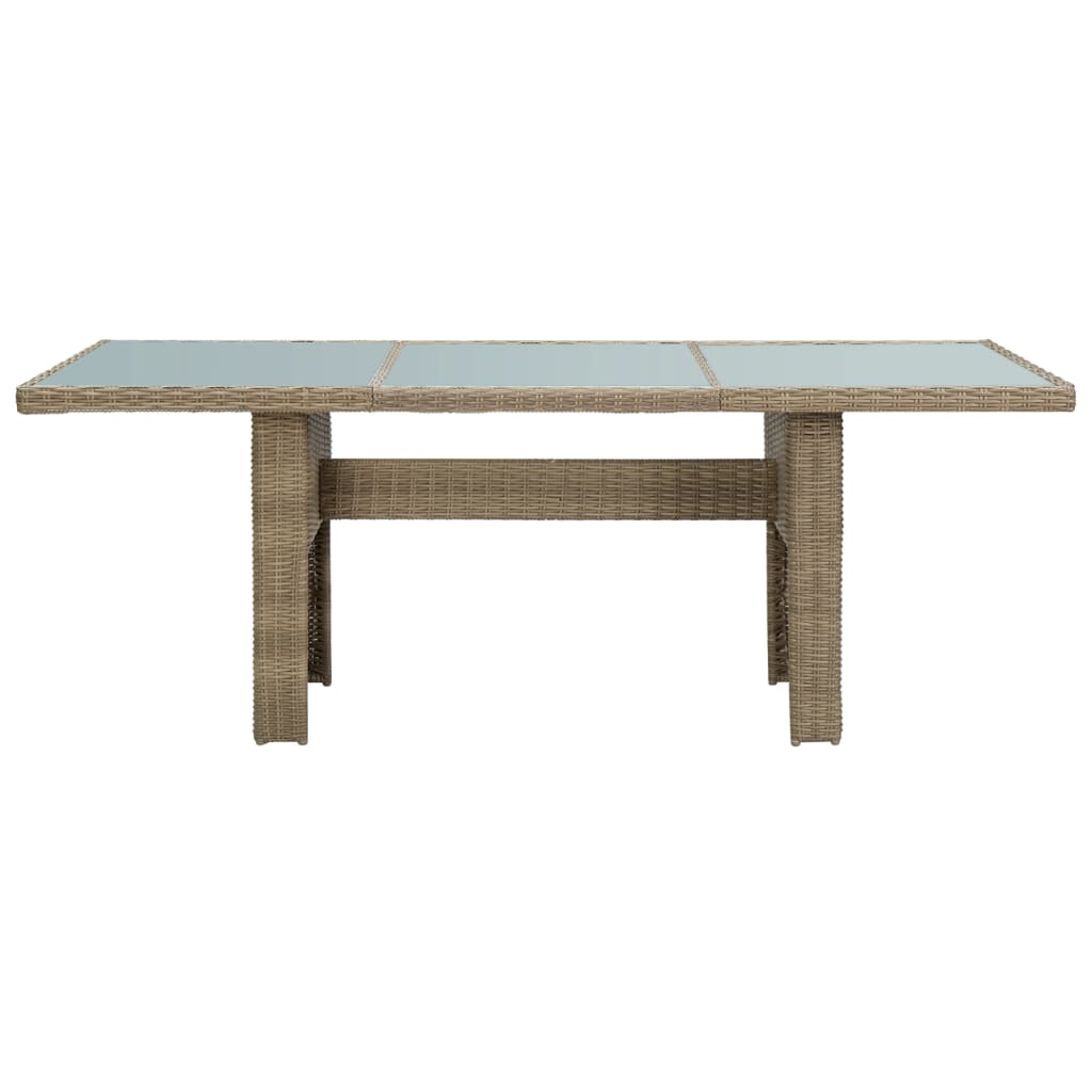 Table de jardin 200x100x74 cm verre poly rotin