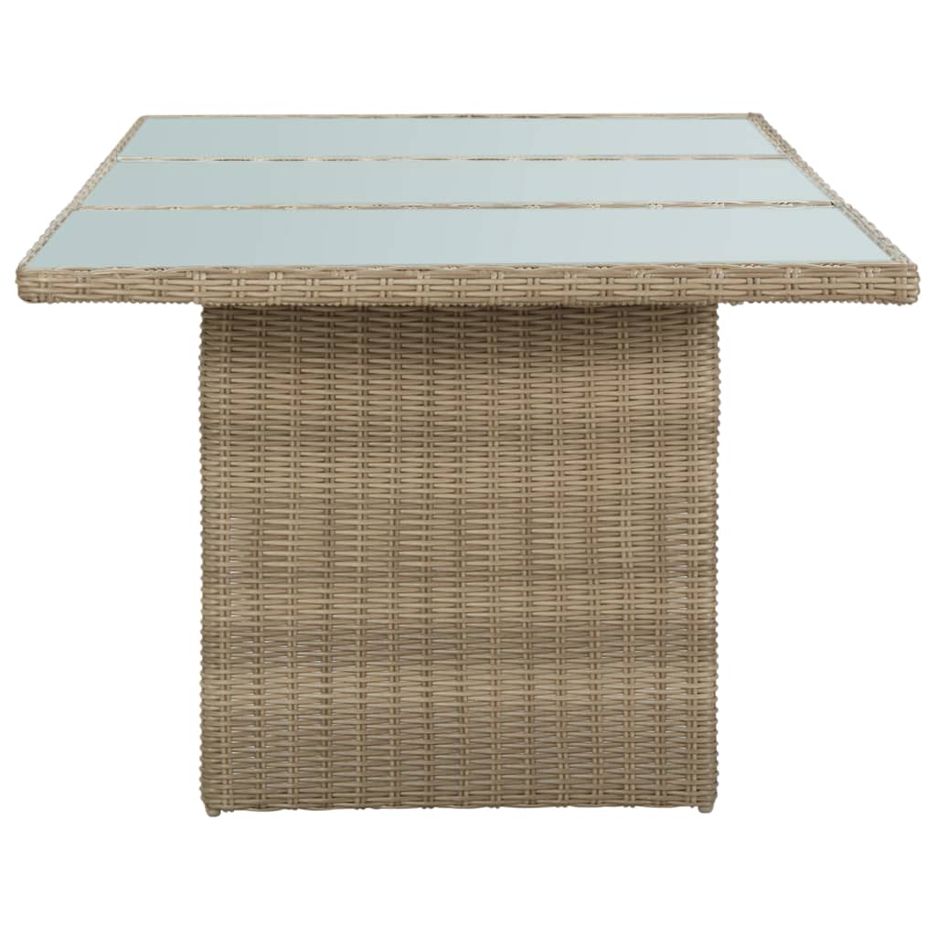 Table de jardin 200x100x74 cm verre poly rotin