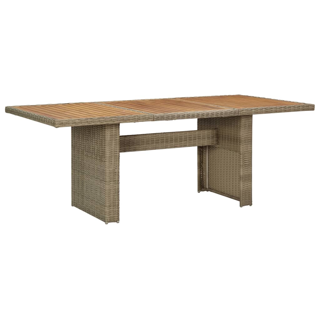 Table de jardin 200x100x74 cm verre poly rotin