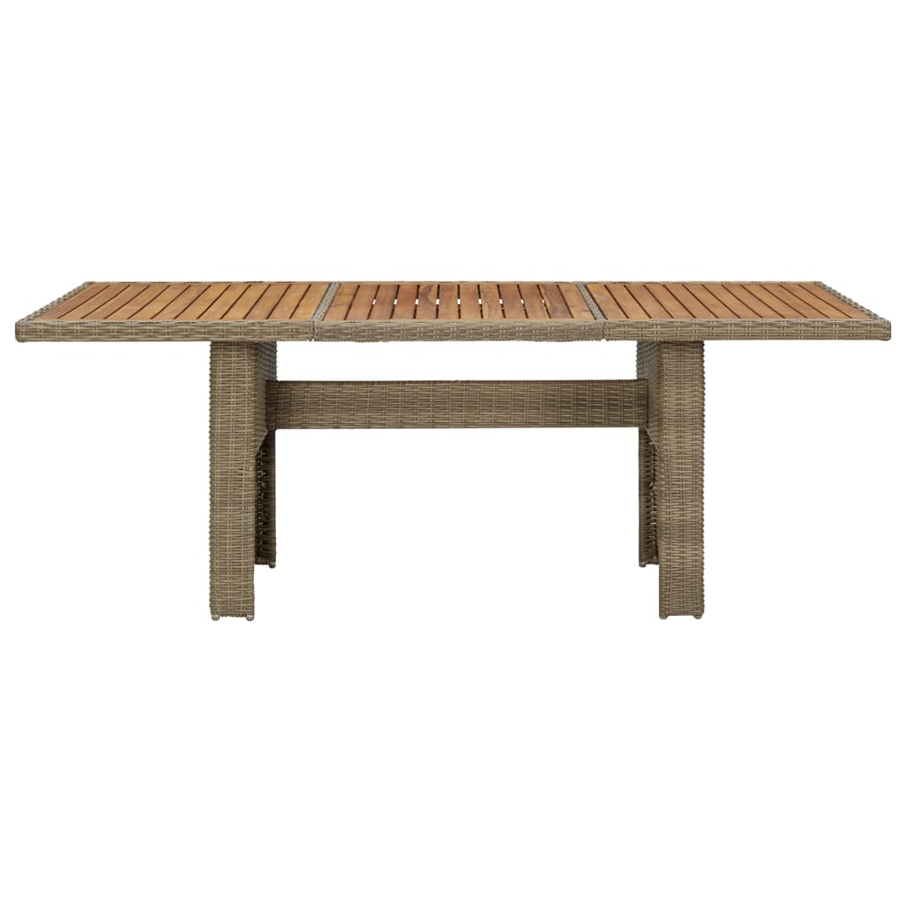 Table de jardin 200x100x74 cm verre poly rotin