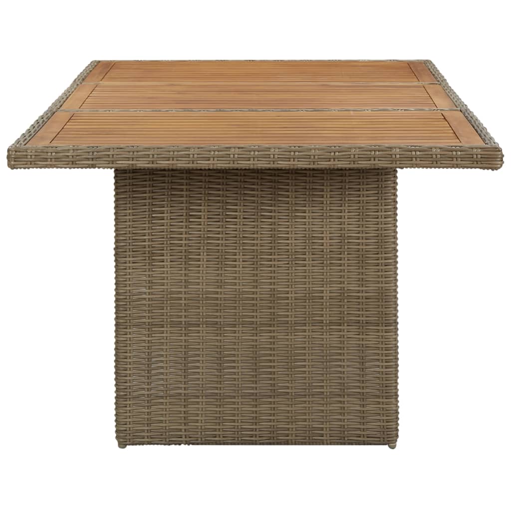 Table de jardin 200x100x74 cm verre poly rotin