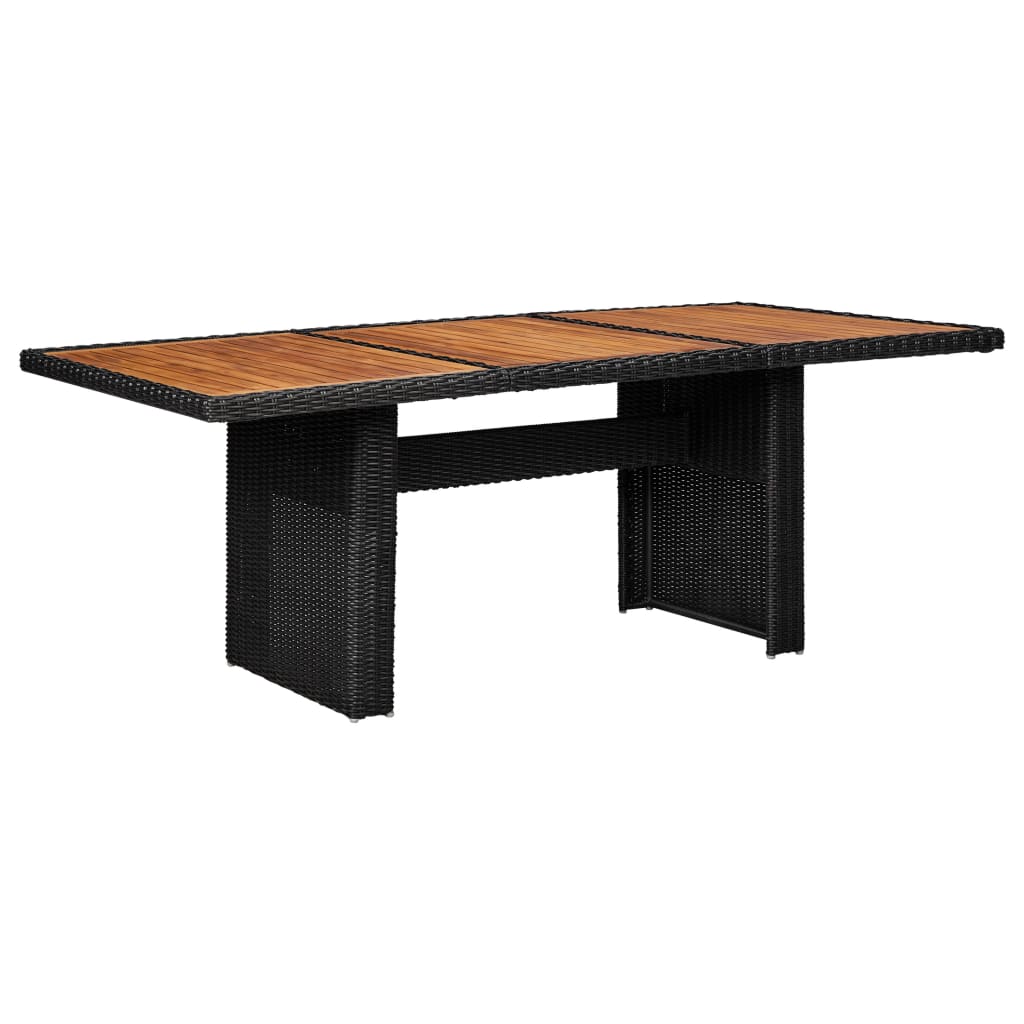 Table de jardin 200x100x74 cm verre poly rotin