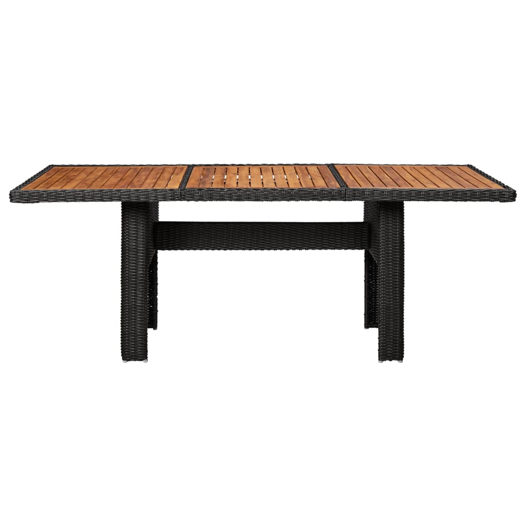 Table de jardin 200x100x74 cm verre poly rotin