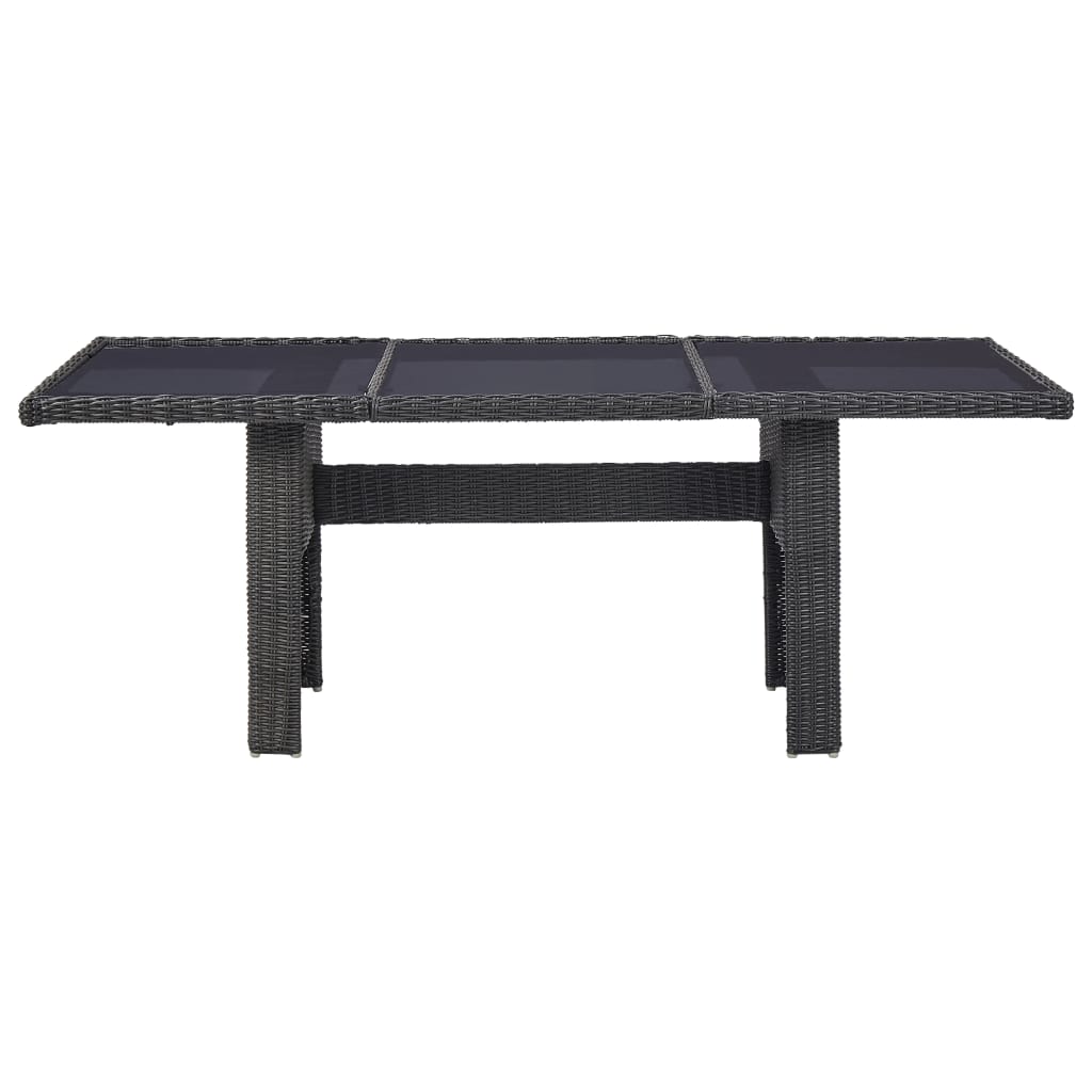 Table de jardin 200x100x74 cm verre poly rotin