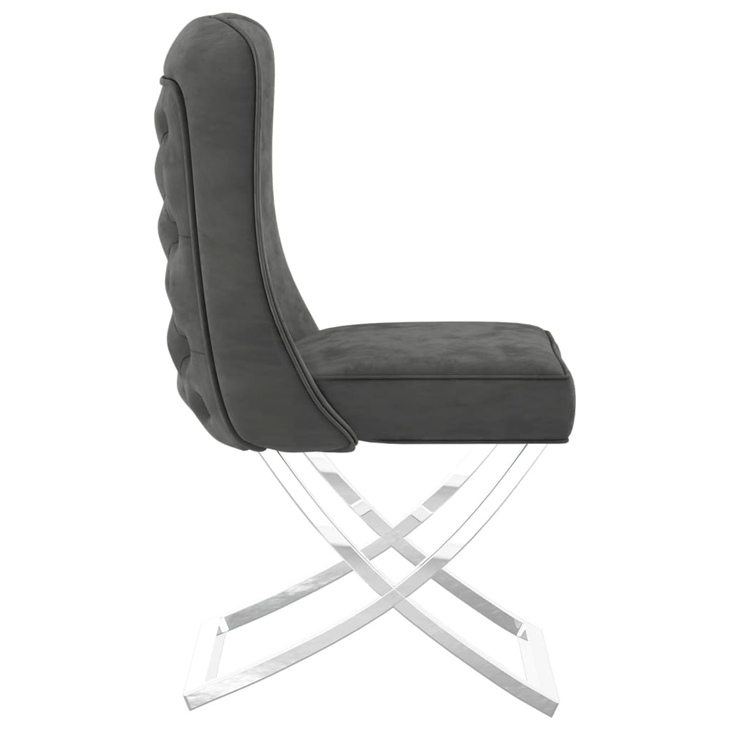 Chaise de salle à manger 53x52x98 cm velours et acier inoxydable noir