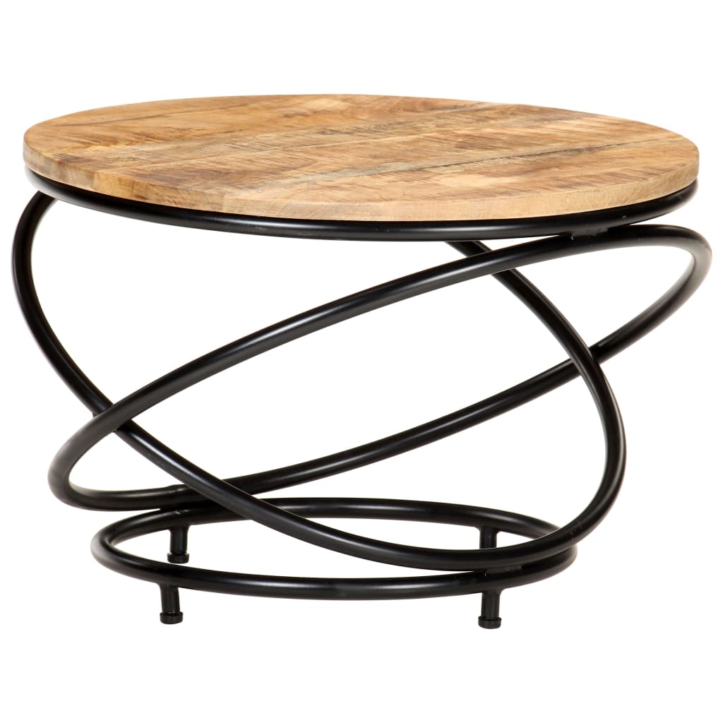 Table basse 60x60x40 cm bois de manguier massif brut noir