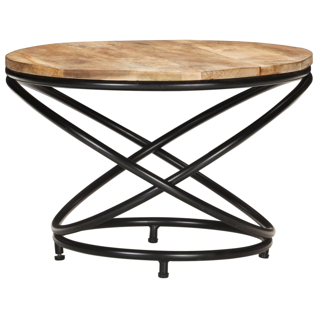 Table basse 60x60x40 cm bois de manguier massif brut noir