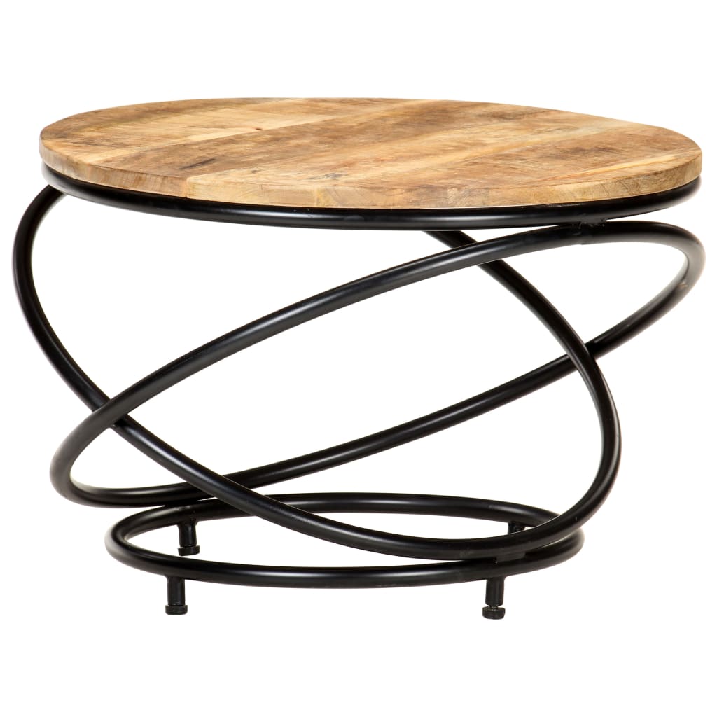 Table basse 60x60x40 cm bois de manguier massif brut noir