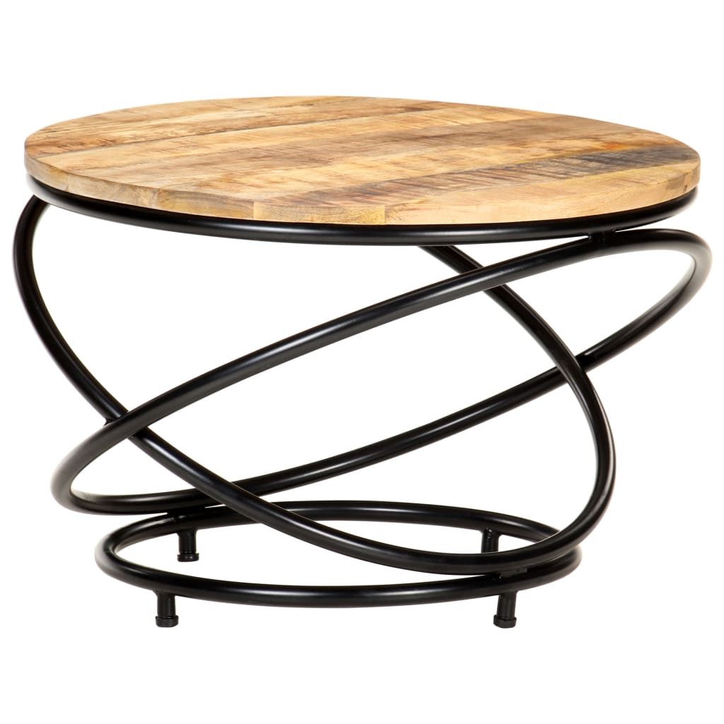 Table basse 60x60x40 cm bois de manguier massif brut noir