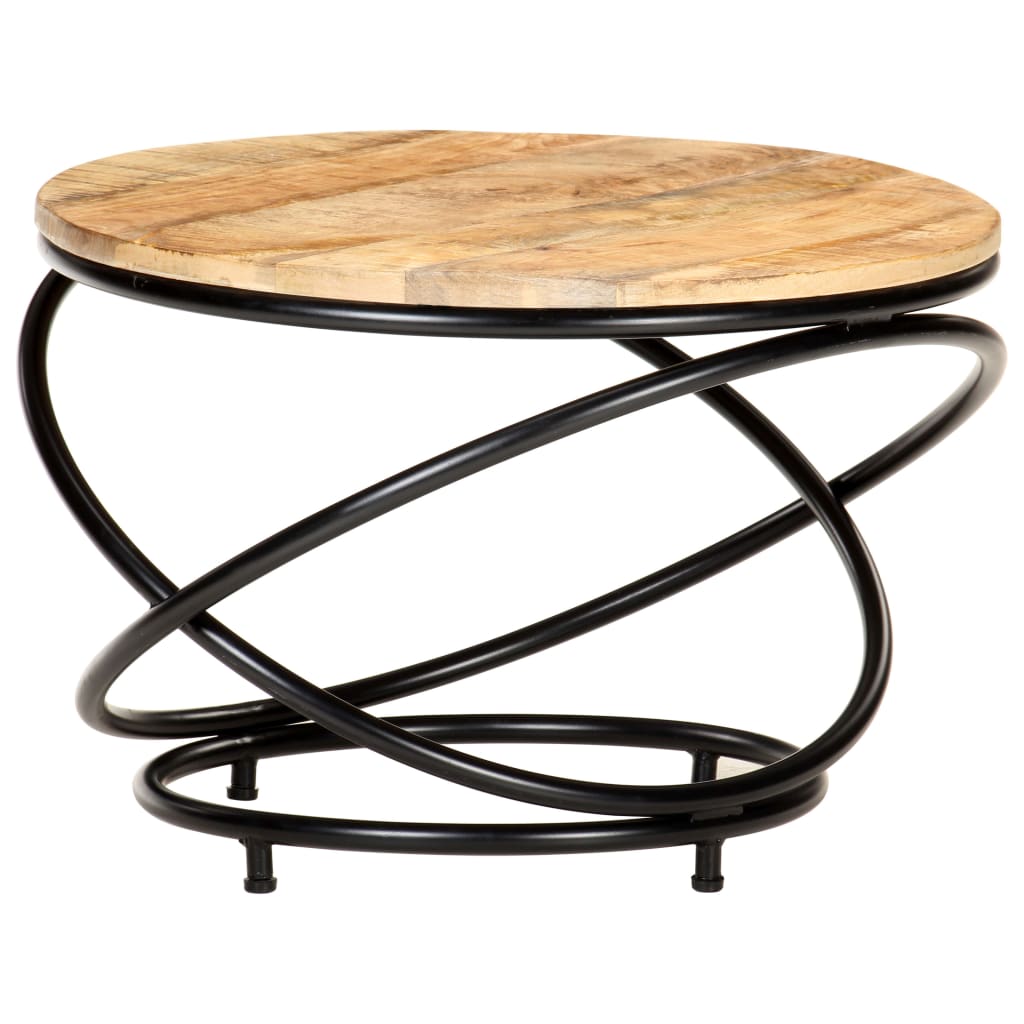 Table basse 60x60x40 cm bois de manguier massif brut noir