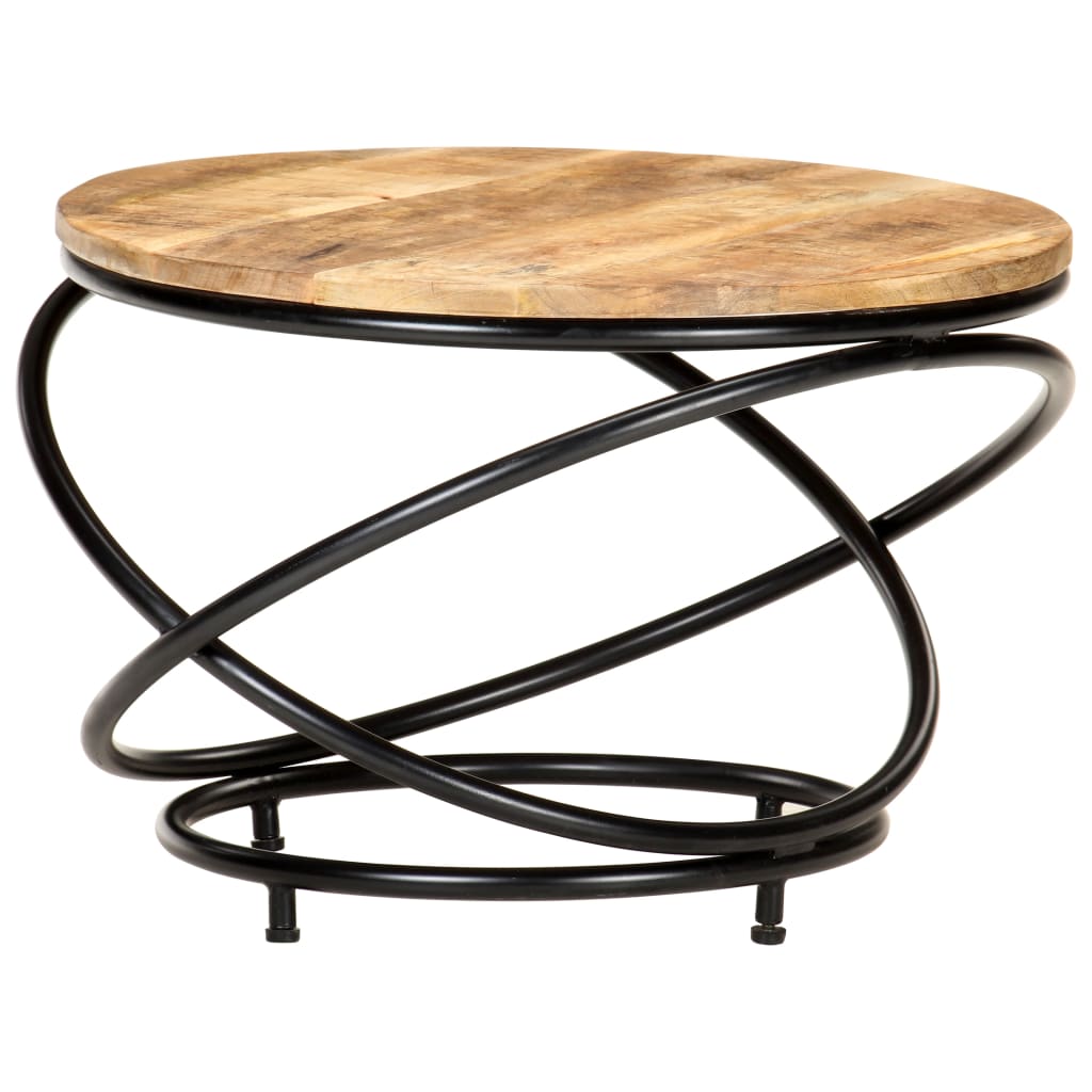 Table basse 60x60x40 cm bois de manguier massif brut noir