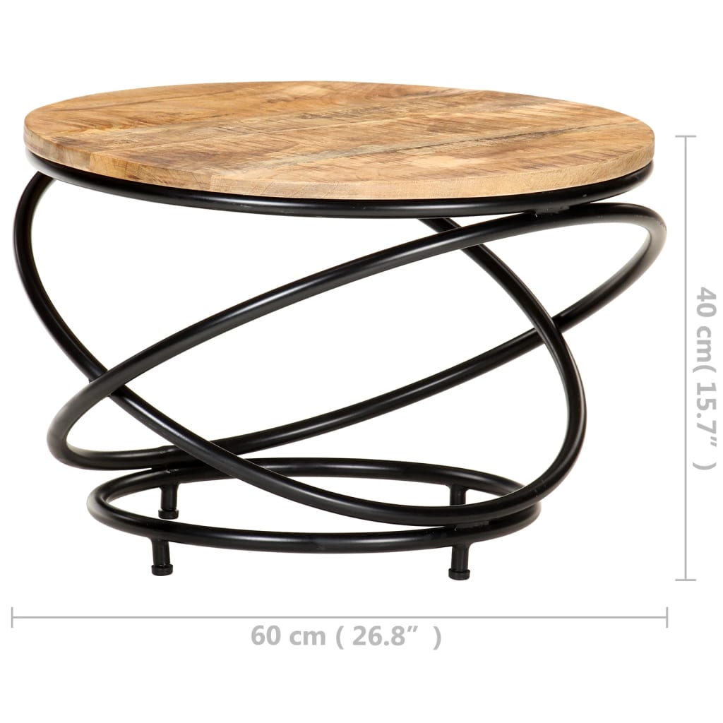 Table basse 60x60x40 cm bois de manguier massif brut noir