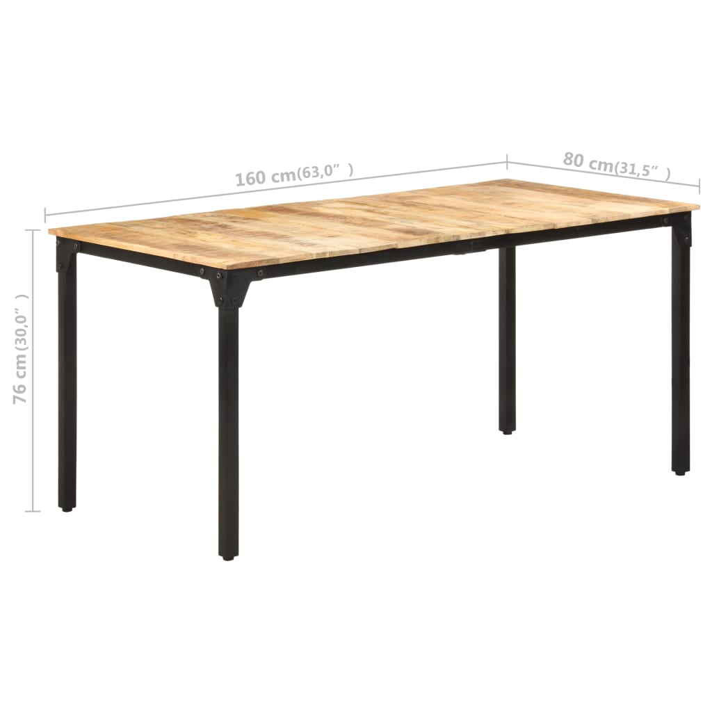 Eettafel 200x100x76 cm ruw mangohout