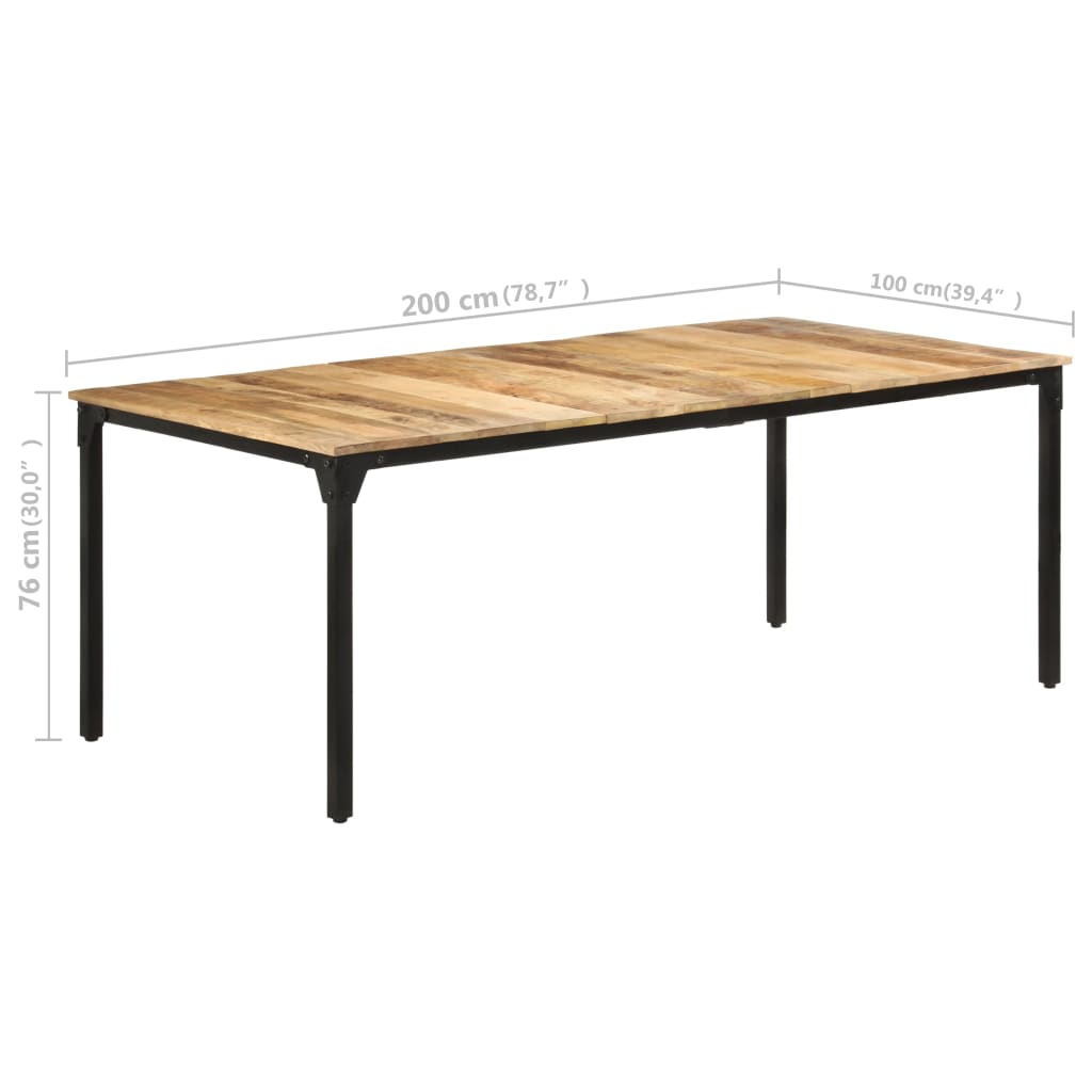 Eettafel 200x100x76 cm ruw mangohout