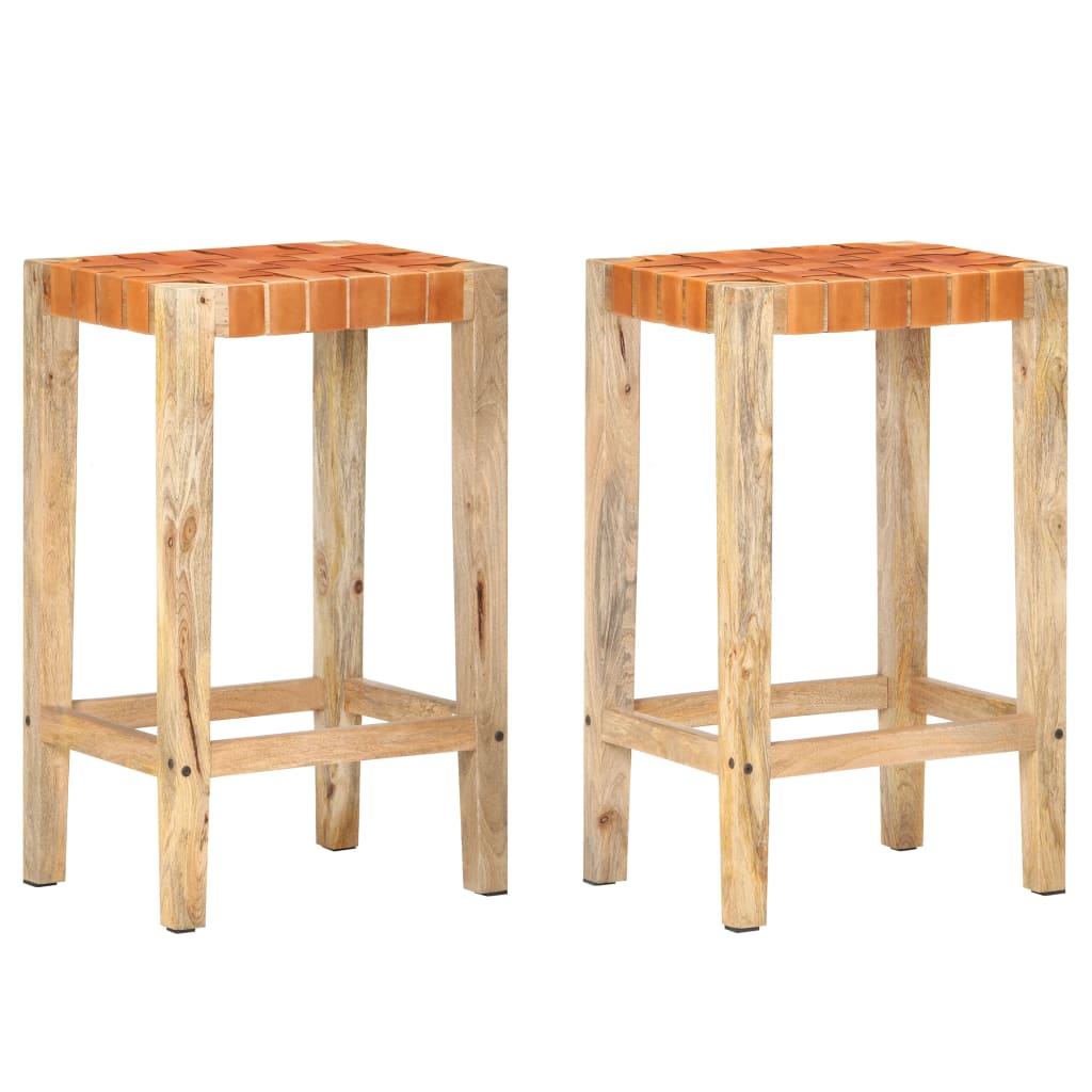 Tabourets de bar 2 pcs 75 cm cuir véritable