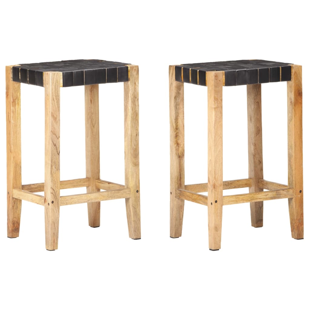 Tabourets de bar 2 pcs 75 cm cuir véritable