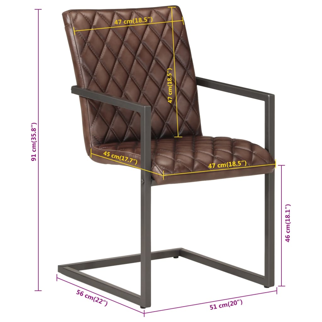 Eetkamerstoelen 2 st echt leer verweerd bruin