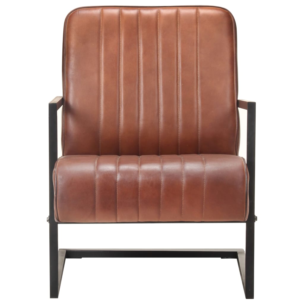 Fauteuil echt leer bruin