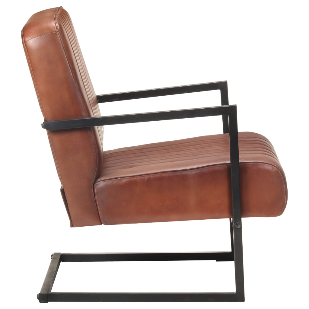 Fauteuil echt leer bruin