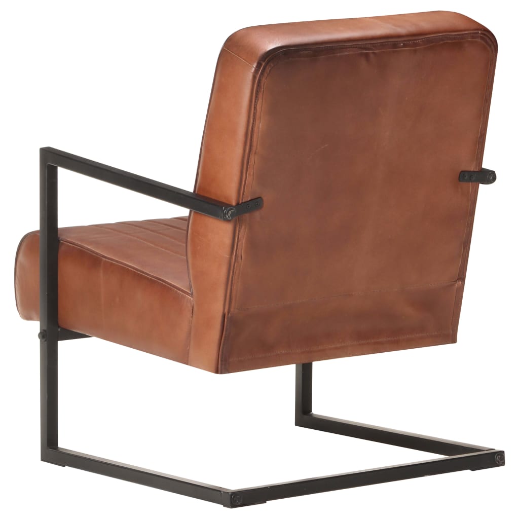 Fauteuil echt leer bruin