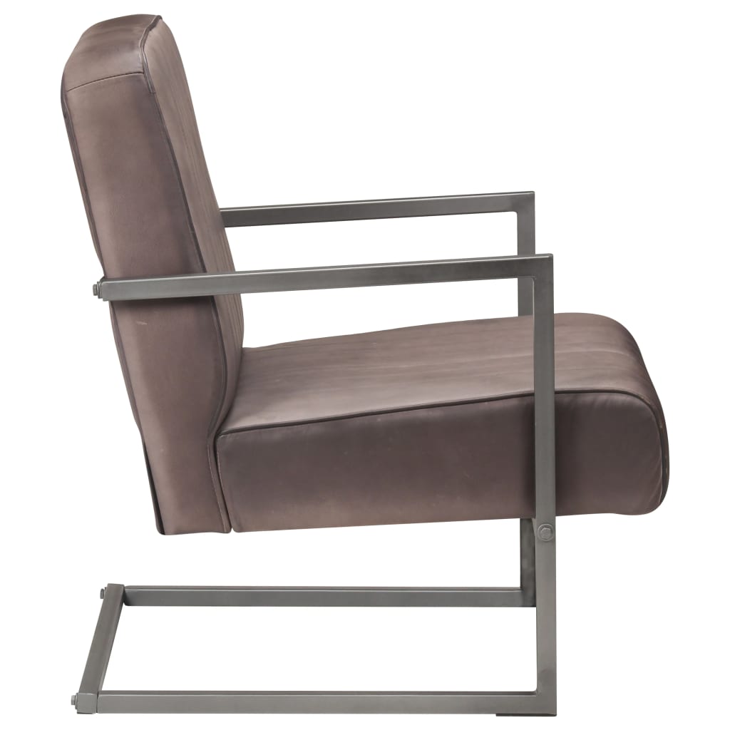 Fauteuil echt leer bruin