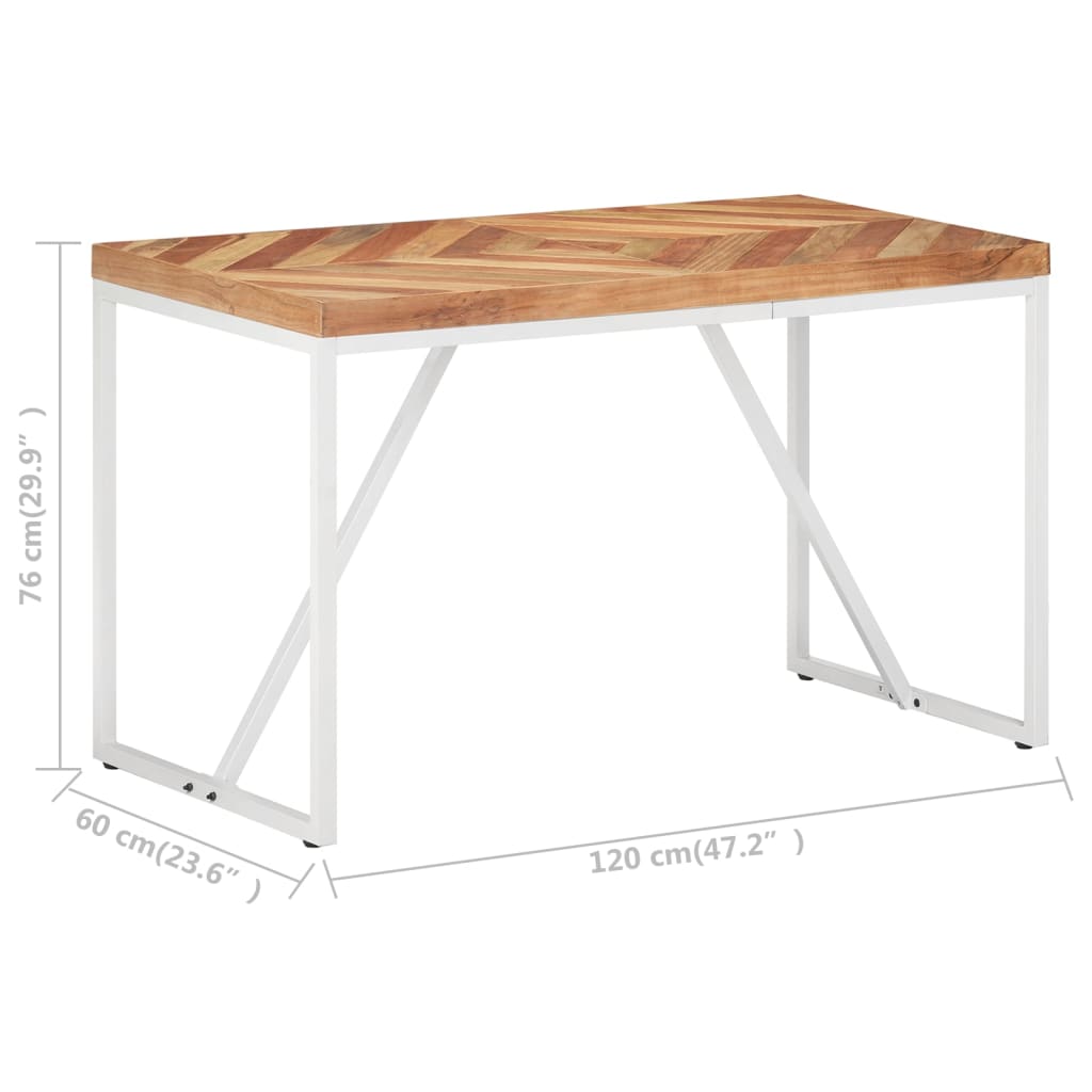 Table à manger 120x60x76 cm en bois d'acacia massif et manguier