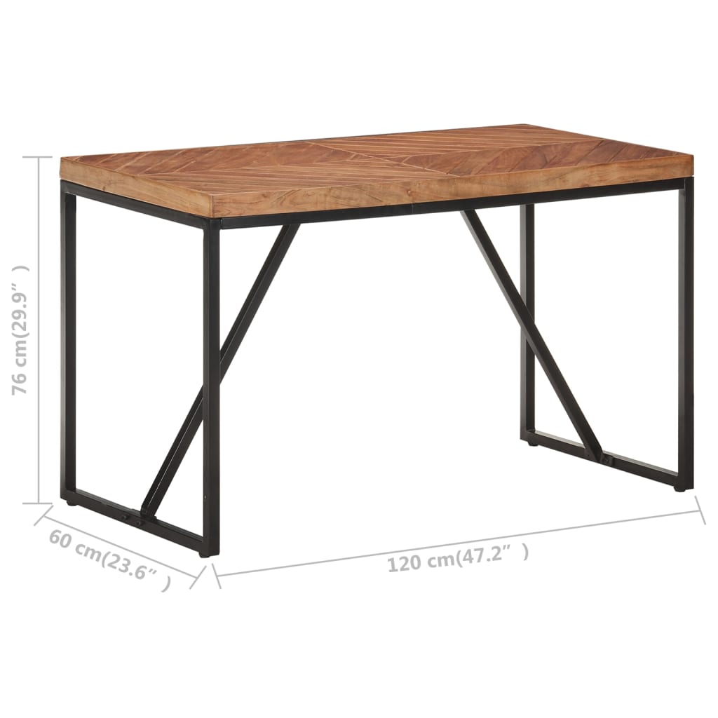 Table à manger 120x60x76 cm en bois d'acacia massif et manguier