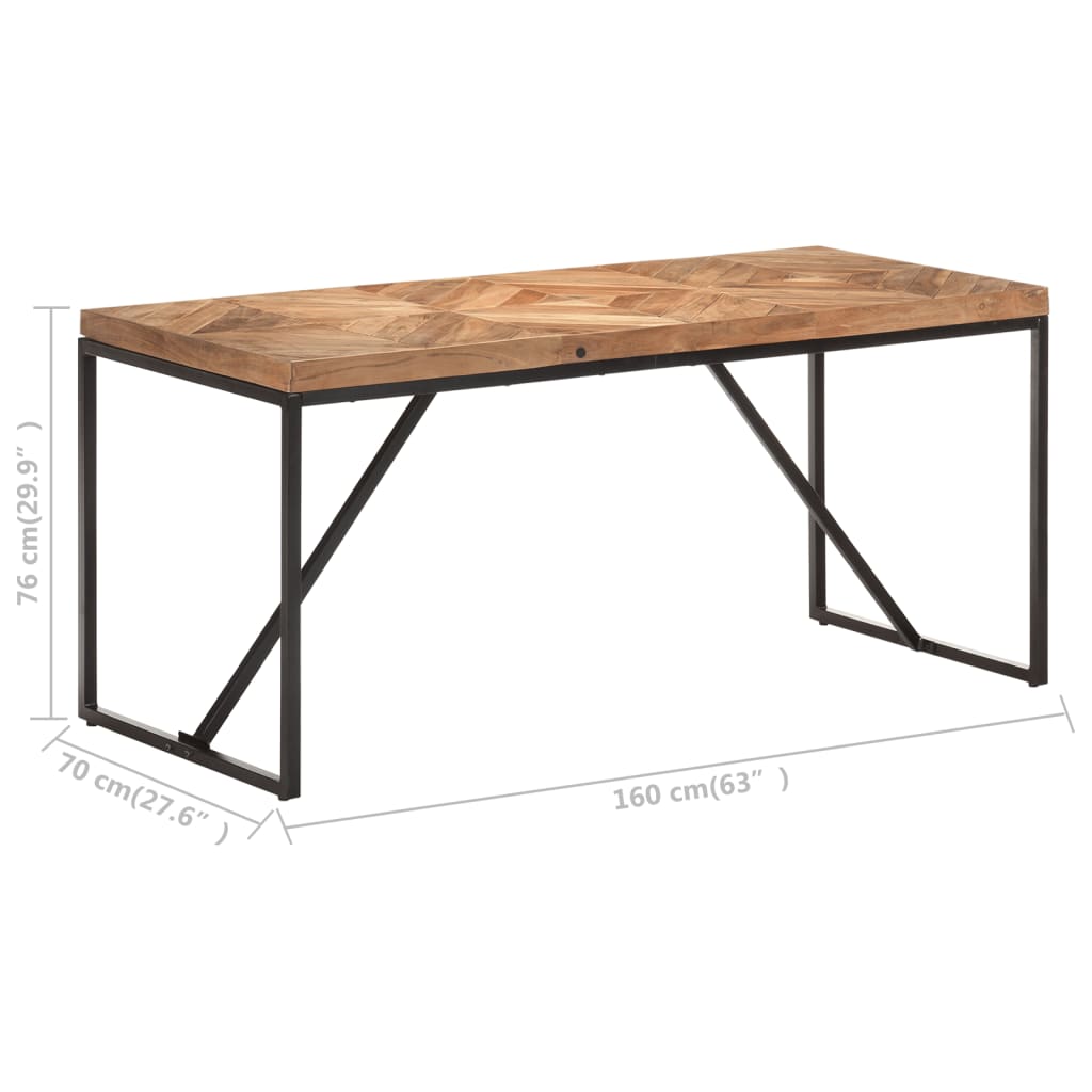 Table à manger 120x60x76 cm en bois d'acacia massif et bois de manguier