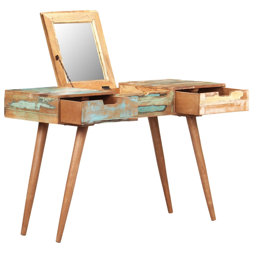 Kaptafel met spiegel 112x45x76 cm massief gerecycled hout