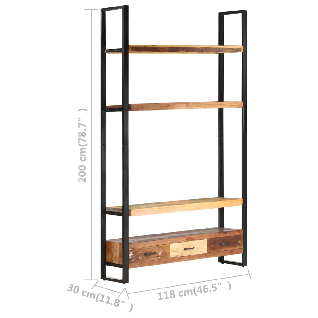 Bibliothèque 118x30x200 cm bois d'acacia massif