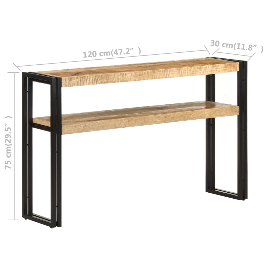 Table console 120x30x75 cm bois de manguier brut