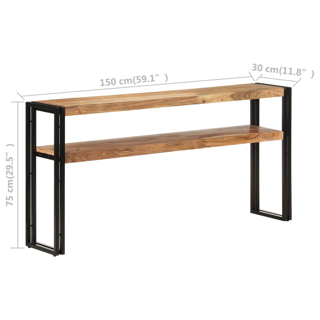 Table console 120x30x75 cm bois de manguier brut