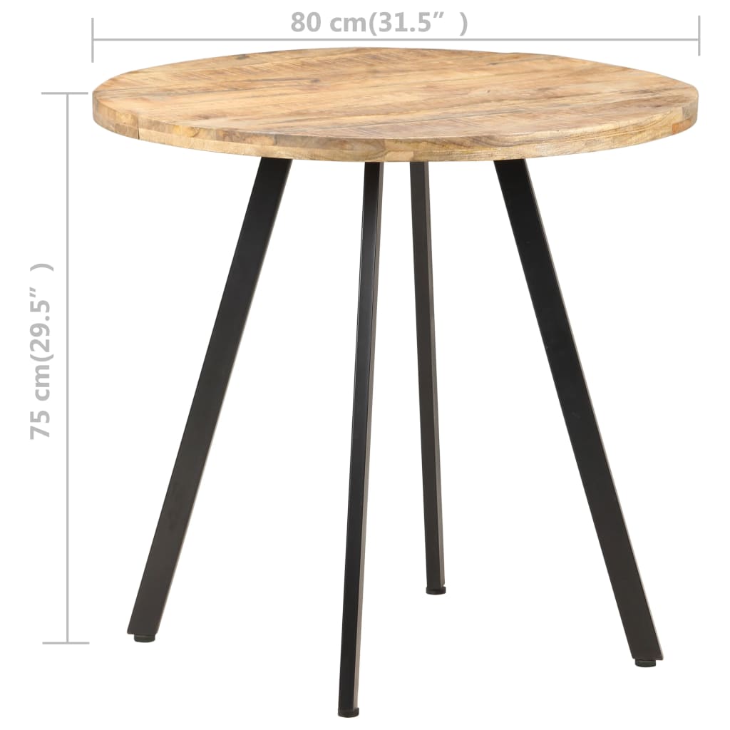 Eettafel 80 cm ruw mangohout