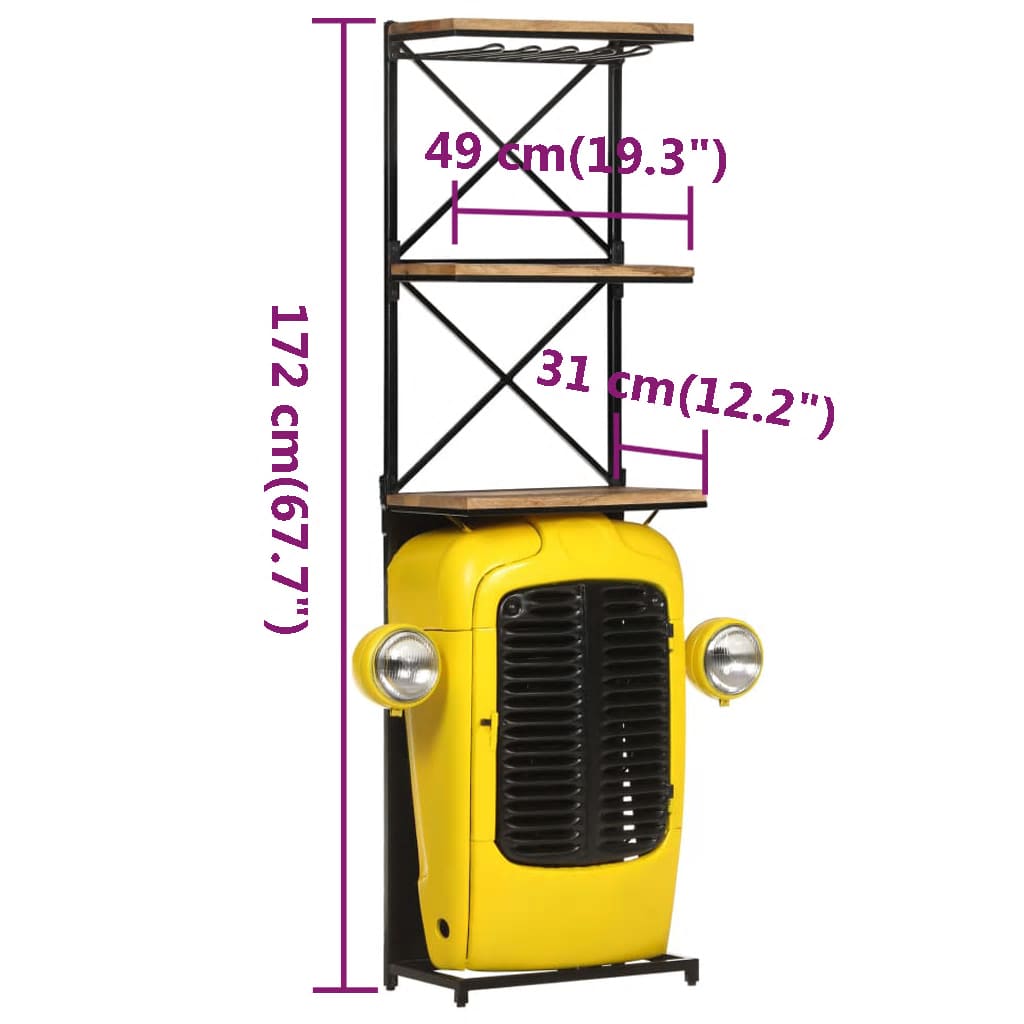 Wijnkast tractor 49x31x172 cm massief mangohout