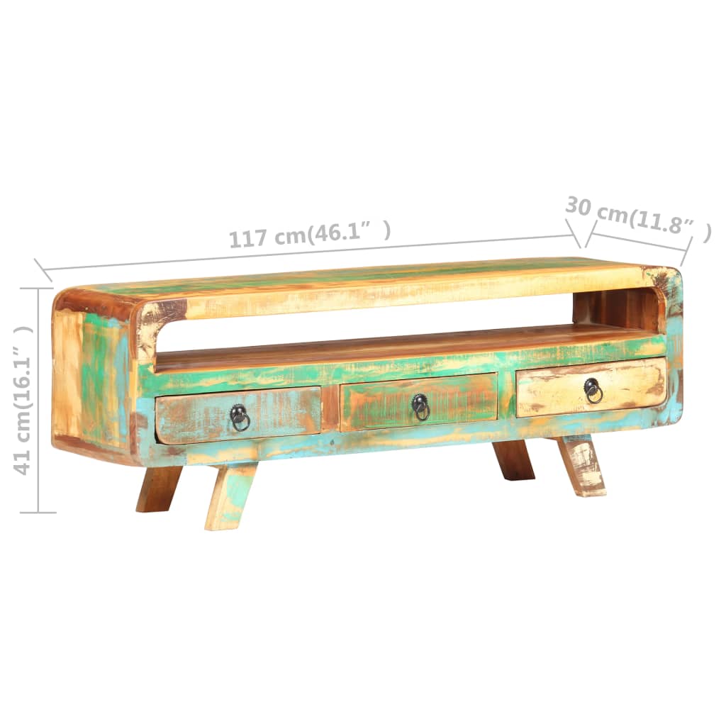 Meuble TV 117x30x41 cm bois massif recyclé