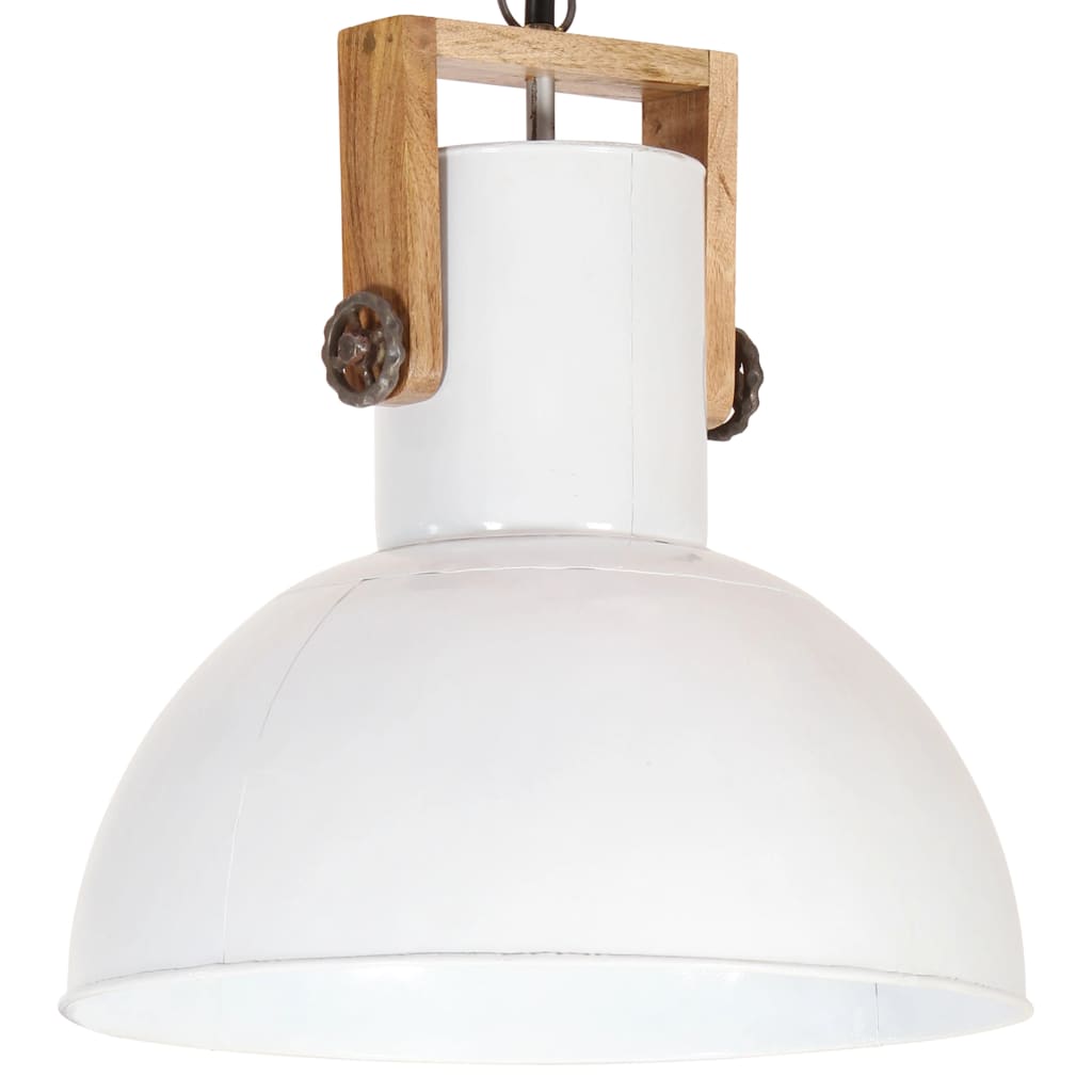 Lampe suspendue industrielle ronde 25 W E27 52 cm bois de manguier gris