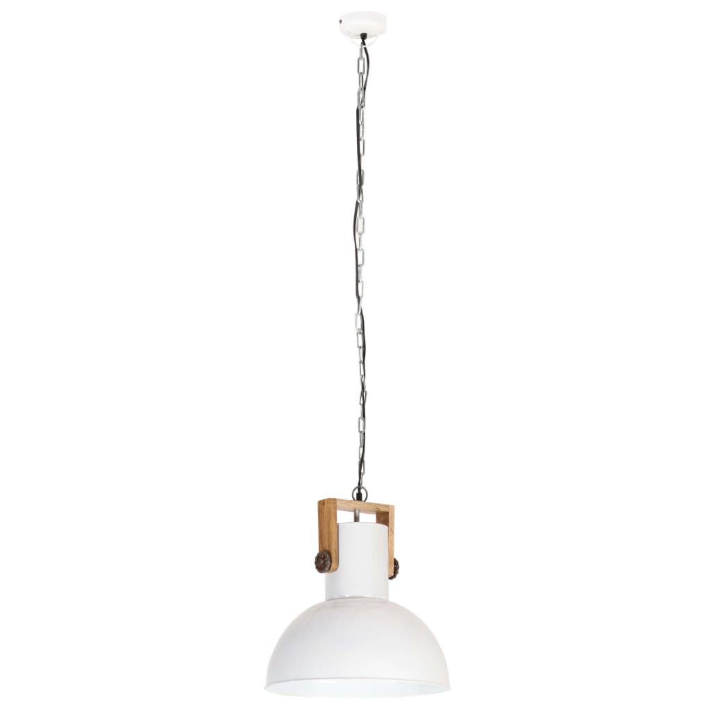 Lampe suspendue industrielle ronde 25 W E27 52 cm bois de manguier gris