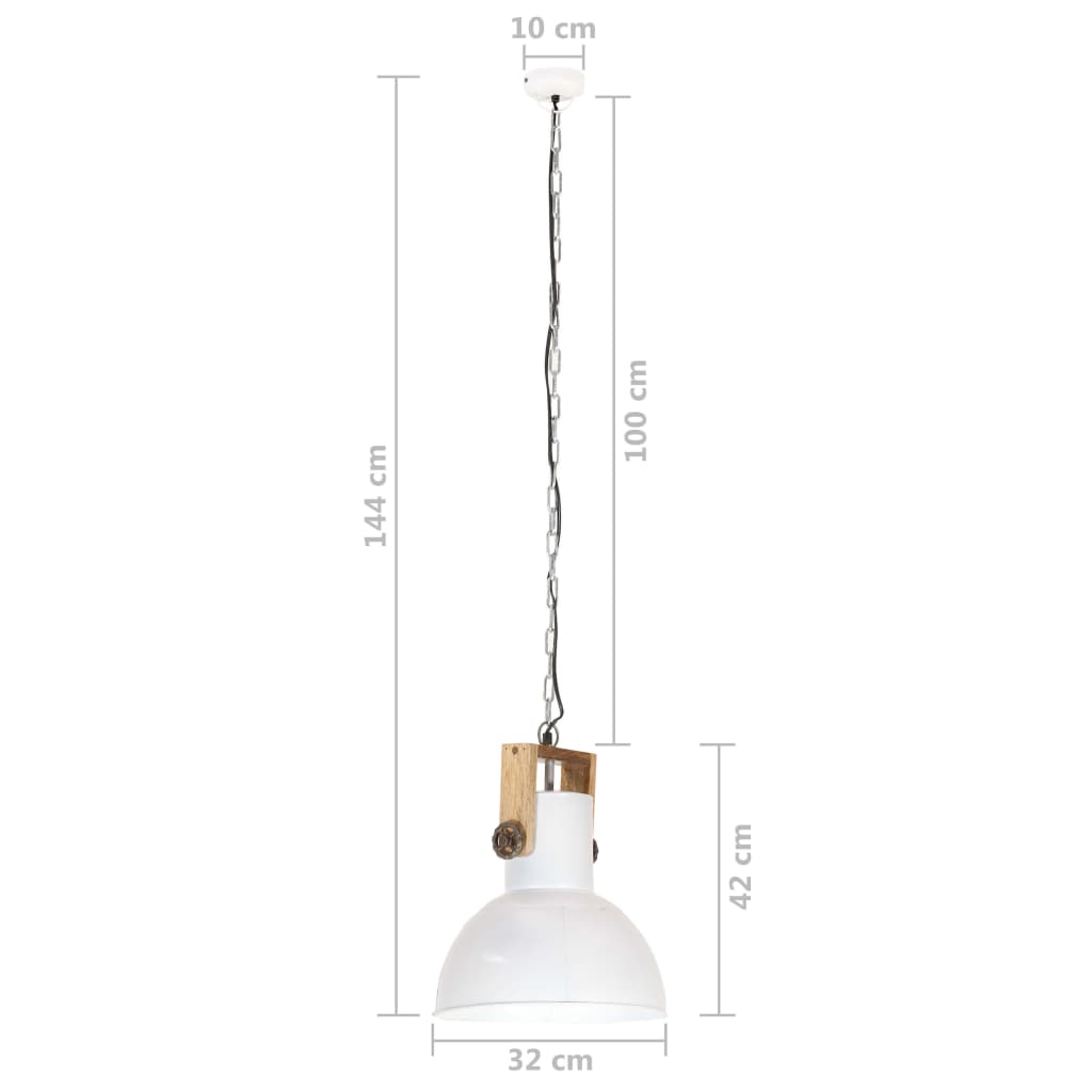 Lampe suspendue industrielle ronde 25 W E27 52 cm bois de manguier gris