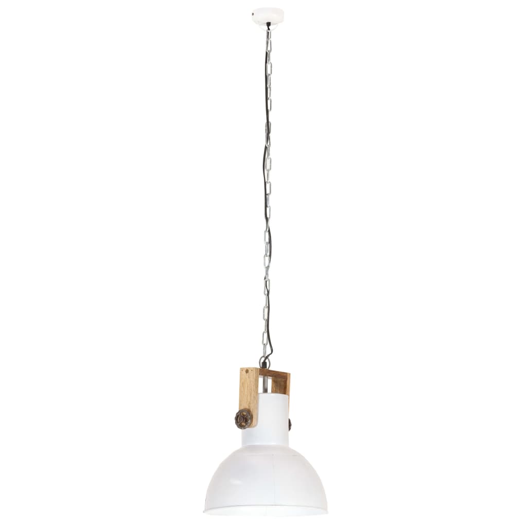 Lampe suspendue industrielle ronde 25 W E27 52 cm bois de manguier gris