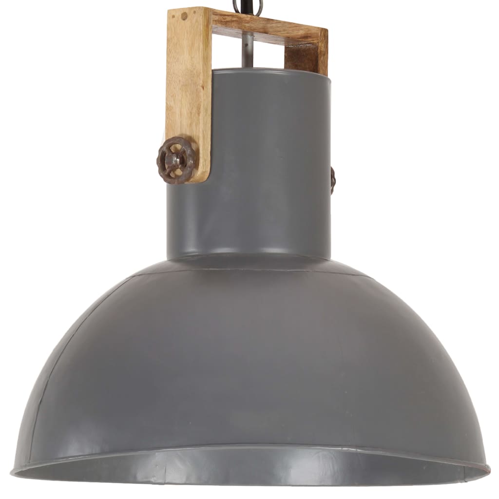 Hanglamp industrieel rond 25 W E27 52 cm mangohout grijs