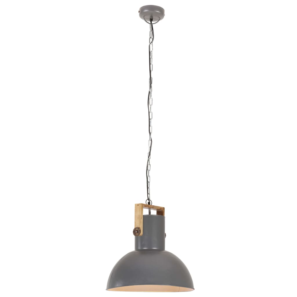 Hanglamp industrieel rond 25 W E27 52 cm mangohout grijs