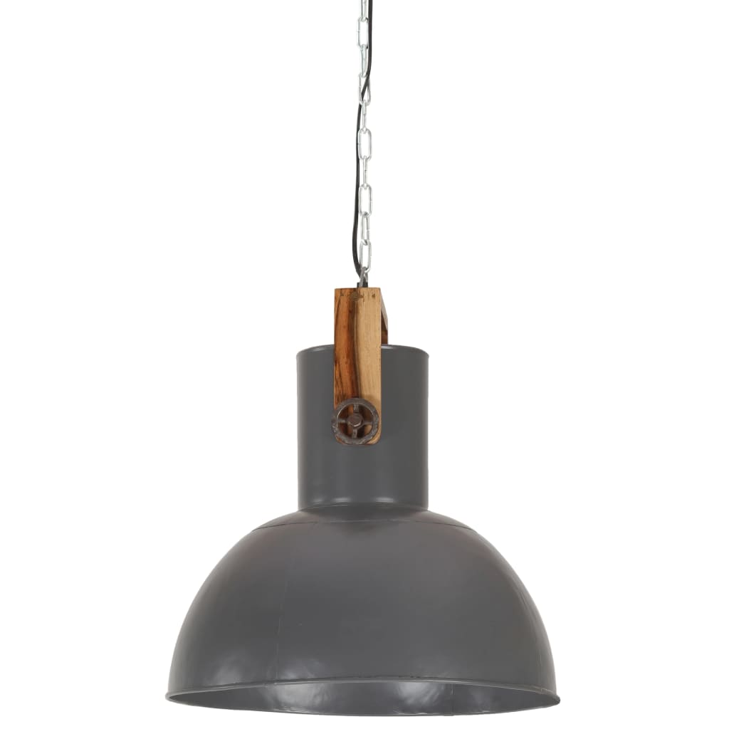 Hanglamp industrieel rond 25 W E27 52 cm mangohout grijs