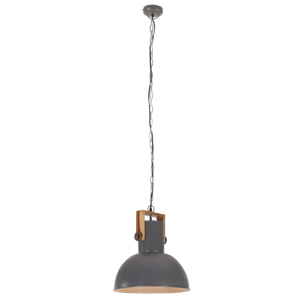 Hanglamp industrieel rond 25 W E27 52 cm mangohout grijs