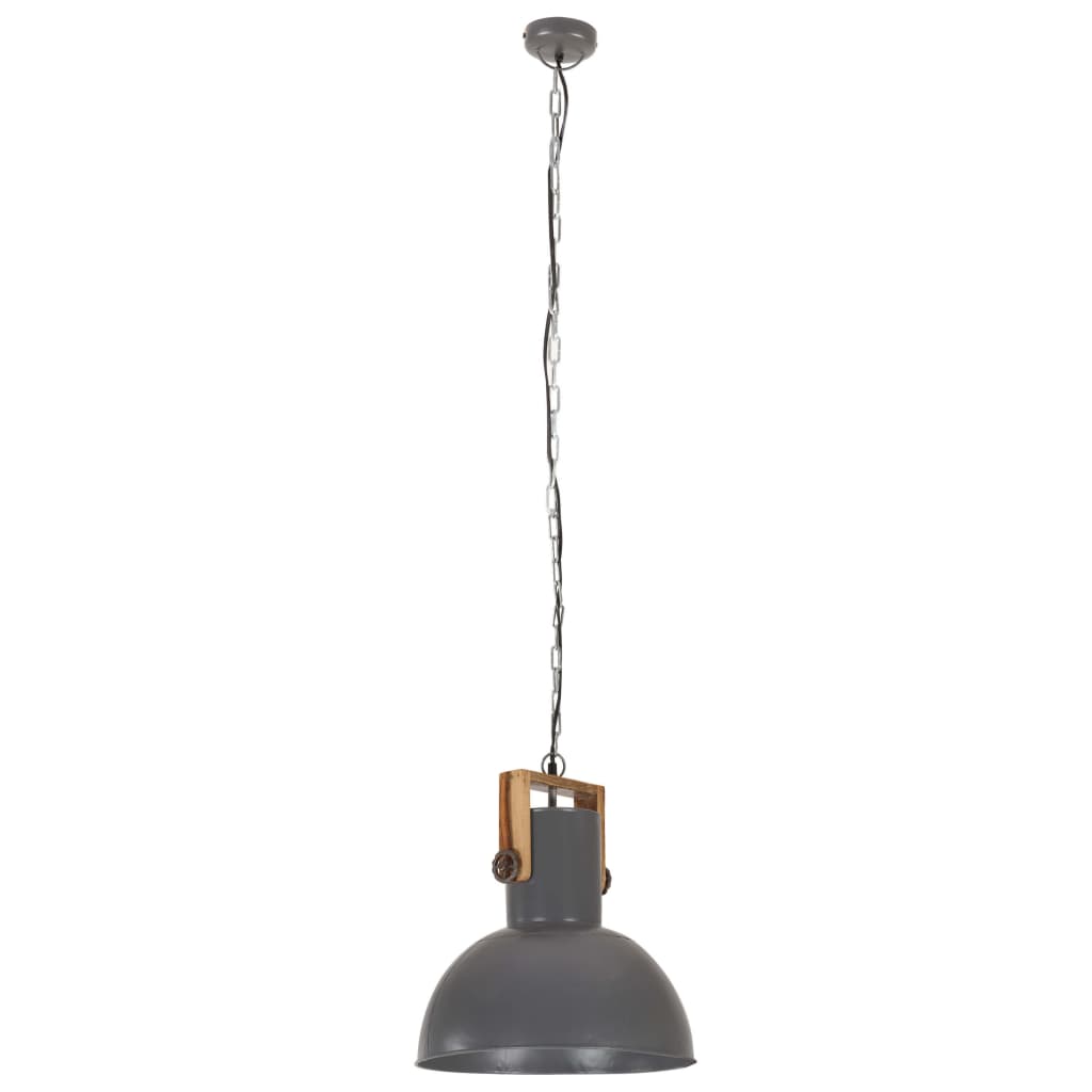 Hanglamp industrieel rond 25 W E27 52 cm mangohout grijs