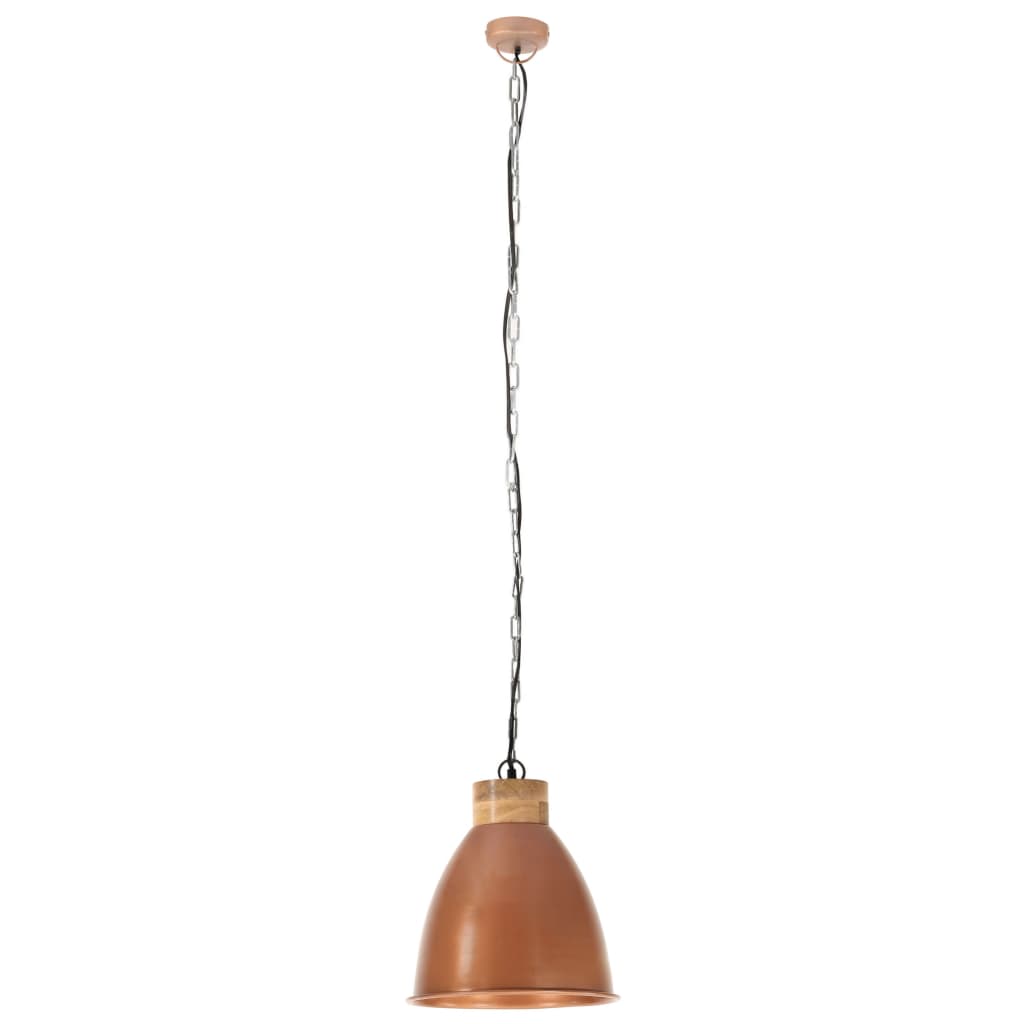 Lampe à suspension industrielle E27 35 cm en fer et bois massif